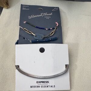 Universal Thread Layered Blue, Pink & Express Bracelet Set